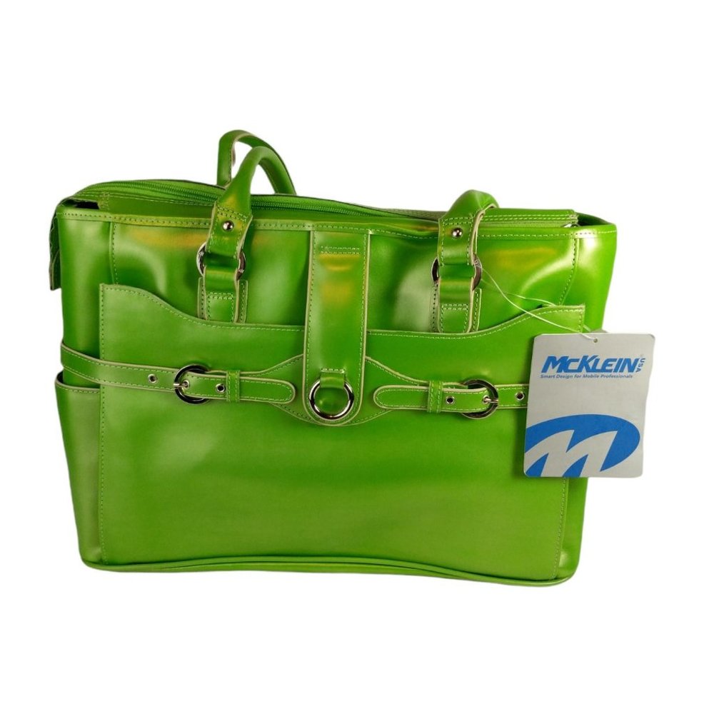 McKlein Willow Springs Cowhide Leather Ladies Laptop Briefcase Vibrant Green